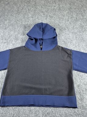 Emporio Armani Blue crewneck Women's sweatshirt Front Mesh size 42 Made in Italy